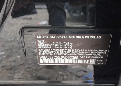 2018 BMW 540I xDrive z USA, uszkodzony, nr VIN WBAJE7C55JWD52365